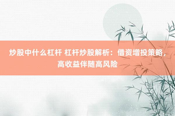 炒股中什么杠杆 杠杆炒股解析：借资增投策略，高收益伴随高风险