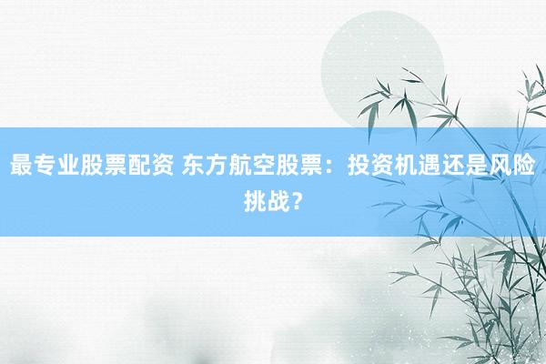 最专业股票配资 东方航空股票：投资机遇还是风险挑战？